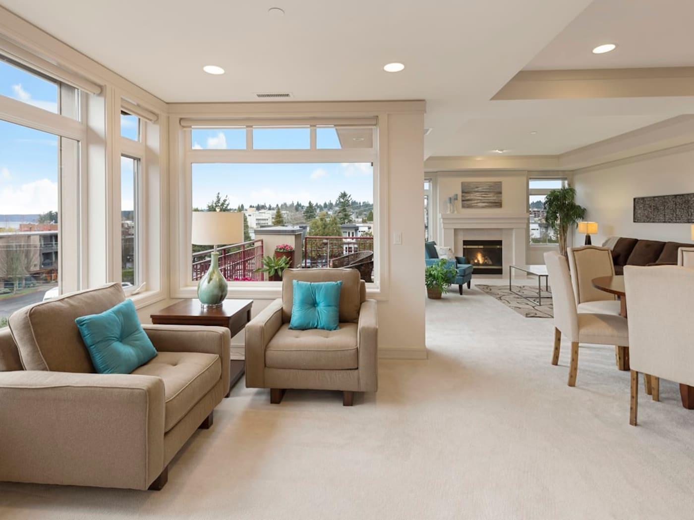 Open-concept living and dining area after residential cleaning in Lee County